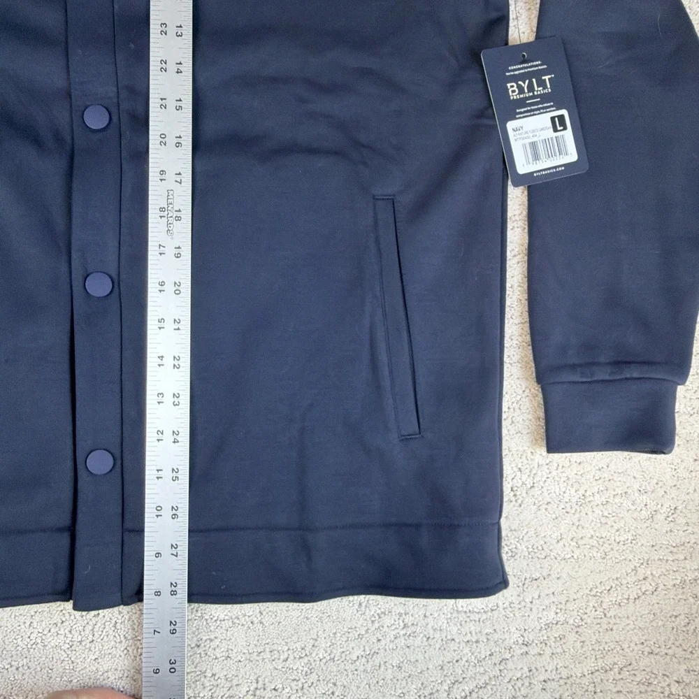 Men's NEW BYLT Adventure Fleece Cardigan Size Large Navy Blue Preppy